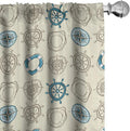 Ambesonne Compass Window Curtains, Marine Themed Doodle Art Vintage Inspirations Traveling Exploration Cruise Pattern, Lightweight Decor 2-Panel Set with Rod Pocket, Pair of - 28" x 63", Beige Teal