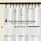 KangBang 100% Blackout Linen Curtains 120 Inches Long 2 Panel Sets, Rod Pocket Back Tab Energy Saving Window Treatment Room Darkening Curtains for High Windows, Pure White, 52Wx120L