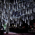 Aukora White Christmas Lights Outdoor, UL Plug 24 Tubes 576 LEDs Meteor Shower Light, Tandemable Icicle Snow Falling Rain Light for Xmas Tree Halloween Decorations Wedding Party Holiday Garden Decor