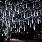 Aukora White Christmas Lights Outdoor, UL Plug 24 Tubes 576 LEDs Meteor Shower Light, Tandemable Icicle Snow Falling Rain Light for Xmas Tree Halloween Decorations Wedding Party Holiday Garden Decor