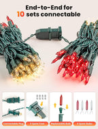 Red Clear Christmas Lights,13FT 50 Count Incandescent Mini Light,Green Wire Christmas String Lights Plug in Waterproof for Tree Xmas Wedding Indoor Outdoor Valentine's Day Decor (Red Clear, 50 Count)