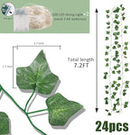 RECUTMS Ivy Fake Vines 24 Pack 173 FT Artificial Vine with 200 LED String Light Leaves Wall Decor Leaf Plants Greenery Garland Hanging Plant for Aesthetic Room Garden Office Wedding Decorations