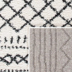 SAFAVIEH Arizona Shag Collection Area Rug - 3'2" Round, Ivory & Black, Moroccan Design, 1.6-inch Thick, Non-Shedding, Ideal for High Traffic Areas in Living Room, Bedroom, Dining (ASG741Z-3R)