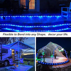 JMEXSUSS 100 LED Blue Battery Operated Rope Lights Outdoor Waterproof, 33ft 8 Modes Battery Christmas Light, Battery Powered String Lights with Remote for Trampoline Camping Canopy Tent Pool Decor