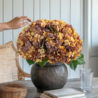 10PCS Fake Hydrangea Artificial Flowers Hydrangea Bouquet for Home Wedding Bridal Bouquet Office Party Table Centerpiece DIY Floral Decor (Autumn Orange)