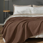 PHF 100% Cotton Waffle Weave Blanket King Size for Bed,Snag Proof Lightweight Breathable Moisture-wicking Throw for Couch,Great for Layering in Cold Weather,Machine Washable,Home Decor Gift-Cappuccino