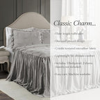 Lush Decor Ravello Pintuck Ruffle Skirt Bedspread Set - Luxe 3 Piece Ruffled Bedding Set - Traditional Glam & Farmhouse Inspired Bedroom Decor - King, Light Gray