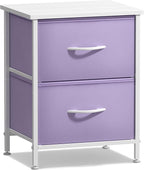 Sorbus Nightstand with 2 Drawers - Kids Bedside Furniture End Table Night Stand - Steel Frame, Wood Top & Easy Pull Fabric Bins - Dresser & Chest for Home, Bedroom Accessories, Office & College Dorm