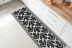 Custom Length Cut to Size Fleur de Lis Inspired Carpet Runner Rug for Hallways, Non Slip Rubber Backed, 31 inch Wide X Customized Length, Royal Grey, 31 inch X 25 feet
