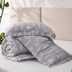 Bedsure Full Comforter Set - Grey Bed Set, 3 Pieces Cute Floral Bedding, 1 Soft Reversible Botanical Flowers Comforter and 2 Pillow Shams