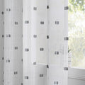 MYSKY HOME White Curtains for Bedroom 63 Inch Length Long Sheer Curtains for Kids Room Nursery Curtains with Grey Patched Design Rod Pocket Privacy Window Drapes Dining Room 52" x 63" 2 Panels