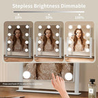 Vanity Mirror with Lights, Makeup Mirror with Lights,3 Color Lighting Modes Detachable 10X Magnification Mirror Touch Control,360°Rotation, White.