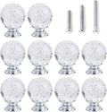 10 PCS Crystal Cabinet Knobs Round Glass Bubbles Knobs Smooth Drawer Pulls Handle for Home, Cabinet, Drawer and Dresser with 3 Different Size Screws, 30MM (Transparent)