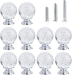 10 PCS Crystal Cabinet Knobs Round Glass Bubbles Knobs Smooth Drawer Pulls Handle for Home, Cabinet, Drawer and Dresser with 3 Different Size Screws, 30MM (Transparent)