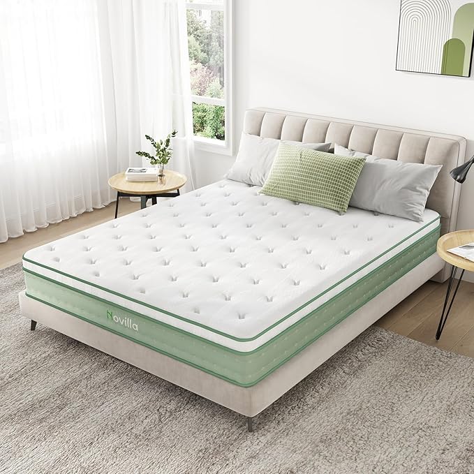 Novilla 10 Inch King Size Mattress, Medium Firm Hybrid Mattress with Certified Safe Foam & Individually Wrapped Pocket Coils Innerspring for Cozy Sleep, Motion Isolation