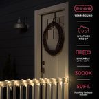 UltraPro LED Rope Lights, 50ft Classic Clear Rope, Warm White Light 3000K, Indoor/Outdoor, Flexible, Linkable, Durable, Rope-Lights Outdoor, 54505 (Pack of 3)