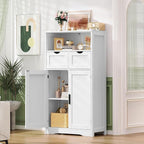 Iwell Bathroom Cabinet with Doors and Drawers, Freestanding Bathroom Storage Cabinet, Adjustable Shelves, for Living Room, Kitchen, Home Office, White