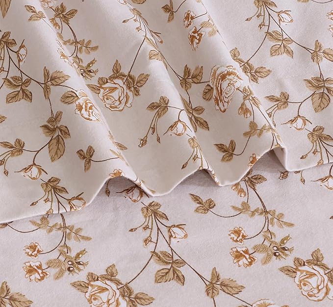 RUVANTI Flannel Sheets King Size - 100% Cotton Brushed King Size Sheets Set - Deep Pockets 16 Inches Bed Sheets - All Seasons Breathable & Extra Soft - Warm & Cozy, 4 Piece, Dazzale