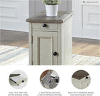 Signature Design by Ashley Bolanburg Farmhouse Chair Side End Table with Outlets and USB Ports, Antique Cream & Brown