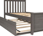 Max & Lily Twin Bed, Wood Bed Frame with Headboard For Kids with Trundle, Slatted, Clay