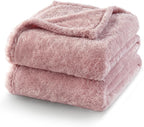 Exclusivo Mezcla Plush Fuzzy Fleece Bed Blanket King Size, Super Soft, Fluffy and Warm Blankets, Suitable for All Seasons (Dusty Pink, 90x104 Inches)