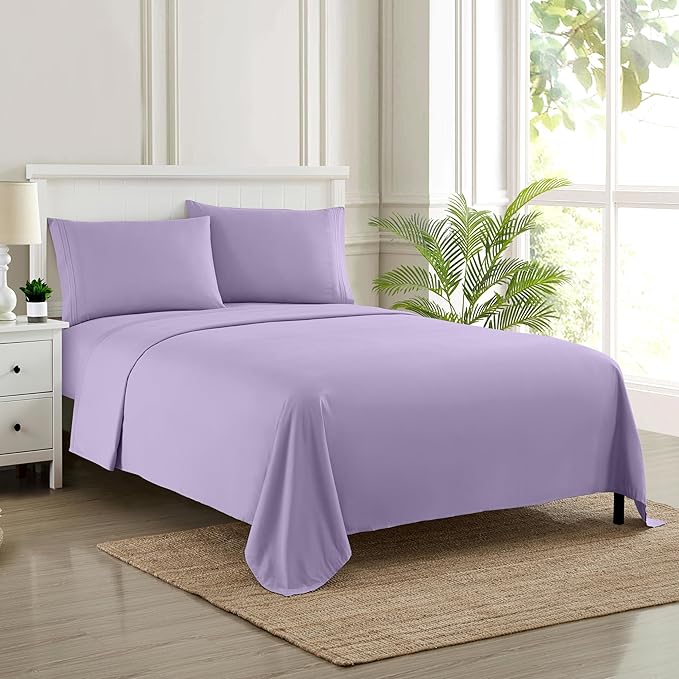 California King Sheet Sets - Breathable Luxury Sheets with Full Elastic & Secure Corner Straps Built In - 1800 Supreme Collection Deep Pocket Bedding Set, Sheet Set, California King, Lavender