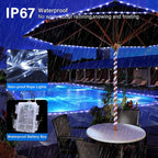 JMEXSUSS 2 Pack Rope Lights Battery Operated String Lights Outdoor Waterproof, Total 66ft 200 LED 8 Modes White Battery Powered Light with Remote for Canopy Tent Camping Patio Garden Decor