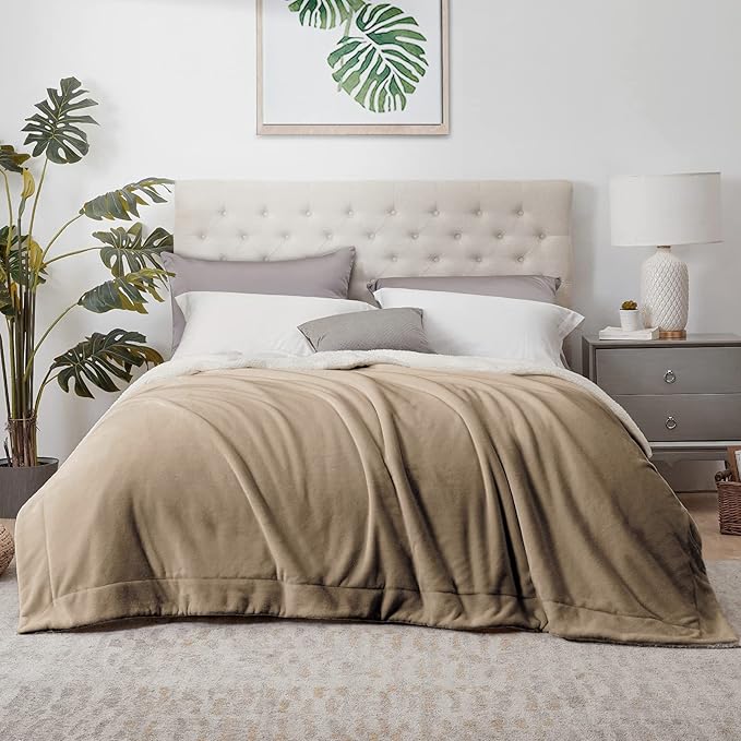 Walensee Sherpa Fleece Blanket (Twin Size 60”x80” Camel) Plush Throw Fuzzy Super Soft Reversible Microfiber Flannel Blankets for Couch, Bed, Sofa Ultra Luxurious Warm and Cozy for All Seasons