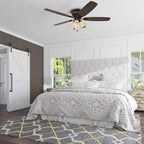 Honeywell Ceiling Fans Glen Alden, 52 Inch Classic Flush Mount Indoor LED Ceiling Fan with Light, Pull Chain, Quick-2-Hang Dual Finish Blades, Reversible Motor - 50183 (Oil Rubbed Bronze)