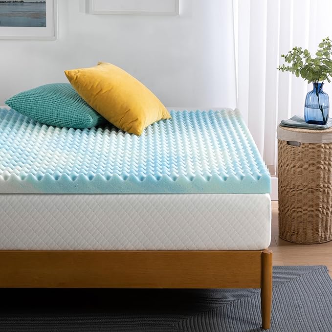 ZINUS 3 Inch Swirl Gel Cooling Memory Foam Mattress Topper, Smaller, More Convenient WonderBox Packaging, Cooling, Airflow Design, CertiPUR-US Certified, Full