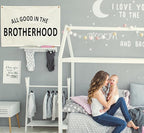Nursery Rectangular Canvas Banner-Boho Flag Wall Sign for Boys Kids Brother,Baby Room Above Crib Playroom Reading Room Bedroom Decor-All Good in The Brotherhood-Baby Shower Birthday Christmas Gift
