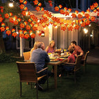 Timer & Thicker Leaves - 2 Pack Fall Garland with Lights Thanksgiving Fall Decorations for Home Total 80 Leaves 40LED 13Ft Battery Operated Lighted Thanksgiving Garland Home Indoor Outdoor Christmas
