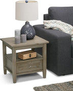 SIMPLIHOME Warm Shaker SOLID WOOD 20 inch Wide Rectangle Transitional End Side Table in Distressed Grey for the Living Room and Bedroom