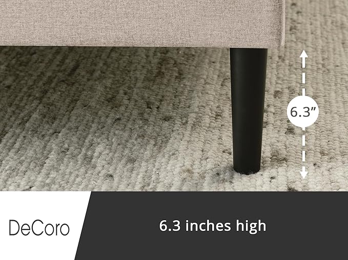 Decoro Mornington Upholstered 2.0 Platform Bed, Button-Tufted Fabric Headboard and Metal Frame with Wood Slat Support, Linen, Queen