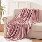 Exclusivo Mezcla Extra Large Fleece Throw Blanket for Couch, Sofa, 300GSM Super Soft and Warm Blankets, Dusty Pink Throw All Season Use, Cozy, Plush, Lightweight, 50x70 Inches