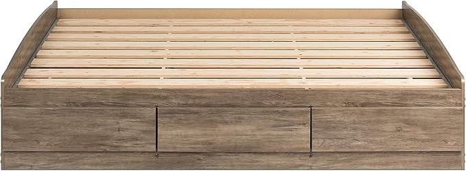 Prepac Mate's Queen 6-Drawer Minimalist Platform Storage Bed, Contemporary Queen Bed with Drawers 81.5" D x 63" W x 18.75" H, Drifted Gray, DBQ-6200-3K