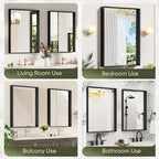 Suidia Bathroom Mirror, 30" x 22" Wall Mirror Metal Framed, Bathroom Vanity Mirror for Living Room Bedroom Bathroom Entryway, Black, Rect Corner Style