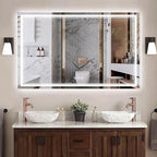 48''x30'' Lighted Mirrors for Bathroom Wall Backlit + Front Lit, Rectangular LED Bathroom Mirror Frameless with Lights Anti Fog, Dimmable, 3 Colors,Tempered Glass, Shatter-Proof