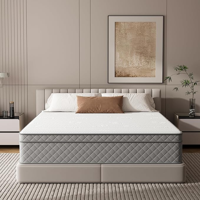 PurrJoys Queen Mattress, 12 Inch Hybrid Queen Size Mattress with Cooling Gel Memory Foam and Pocket Springs, CertiPUR-US Certified, Medium Firm