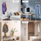 Coat Rack Wall Mount with 5 Tri Hooks, Stainless Steel 16 Inch – White & Black Matte Finish, Heavy Duty Wall Mounted Hook Rack for Coats, Hats, Towels, Scarfs, Robes, Bags, Entryway & Bathroom, 3 Pack