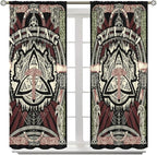 Viking Curtains Nordic Mythology Rune Weapon Antique Viking Pirate Crow Art Pattern Printed Curtains Bedroom Living Room Decoration Blackout Curtains W42 * L63 Inch