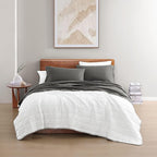 LANE LINEN 100% Organic Cotton Full Size Sheets, Hotel Like Crisp Percale Low Pill Fade Resistant Reinforsed Seam Cotton Sheets, Naturally Cooling 15" Deep Pocket Full Bedding Set- Charcoal