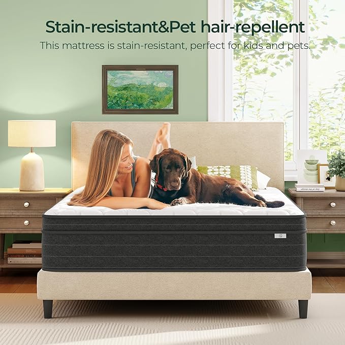 koorlian Twin Size Mattress 12 Inch - Cooling Hybrid Single Mattress in a Box for Back Pain Relief - Pocket Spring & Memory Foam | Fiberglass-Free, Medium Firm Feel, CertiPUR-US, 120 Nights Trial