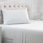 Mellanni Twin XL Sheets Set - 3 PC Iconic Collection Bedding - Hotel Luxury, Extra Soft, Cooling Bed Sheets - Wrinkle, Fade, Stain Resistant (Twin Extra Long, Pin Stripe Gray)