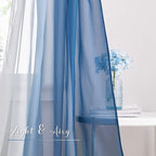 NICETOWN Navy Blue Ombre Sheer Scarf Curtains Valances, Elegant Backdrop Voile Texture for Indoor Outdoor Wedding Ceremony/Party/Pergola Canopy, Set of 2, W60 x L216