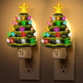 DORESshop Ceramic Christmas Tree Night Light, 3000K Night Lights Plug into Wall, Cute & Funny Christmas Decor Night Light for Kids, Plug in Nightlight with 360° Rotatable, Holiday Party Decor, 2 Pack