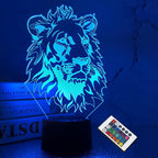 FULLOSUN Lion Night Light, King Lion Gift 3D Illusion Lamp for Kids Bedside Lamp with Remote Control 16 Color Changing Xmas Halloween Birthday Gift Cool Room Decor for Child Baby Boy