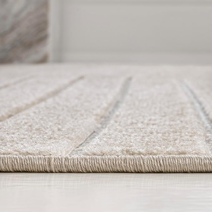 Eyely NCS101E-4 Odense High-Low Minimalist Angle Geometric Beige/Cream 4 ft. x 6 ft. Indoor/Outdoor Area Rug, for Home, Backyard, Patio, Porch, Bedroom, Kitchen, Living Room