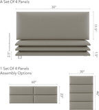 Vänt Upholstered Wall Panels - Queen/Full Size Wall Mounted Headboards - Vintage Leather Dusty Taupe - Set of 4 Panels (Each Individual Panel 30"x11.5")