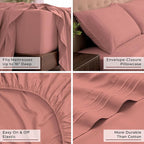 Mellanni King Sheets Set - 4 PC Iconic Collection Bedding - Hotel Luxury, Extra Soft, Cooling Bed Sheets - Wrinkle, Fade, Stain Resistant (King, Coral)